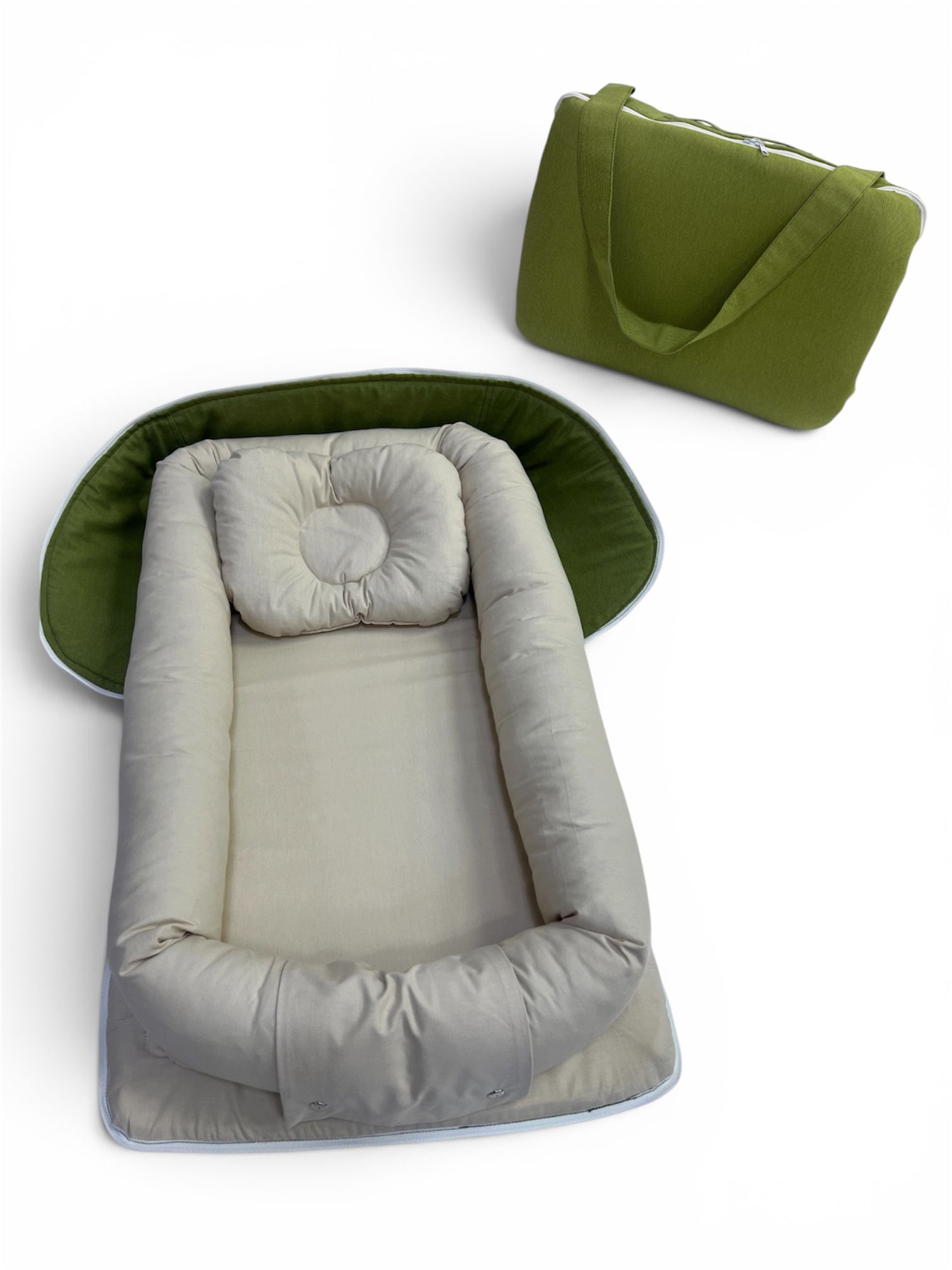 Zeytin Yeşili Çantalı Babynest Yatak