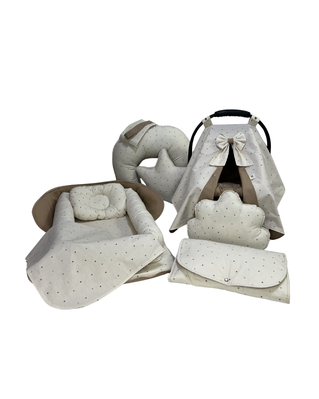 Bej Üzeri Minik Yıldız 11 Parça Babynest Set