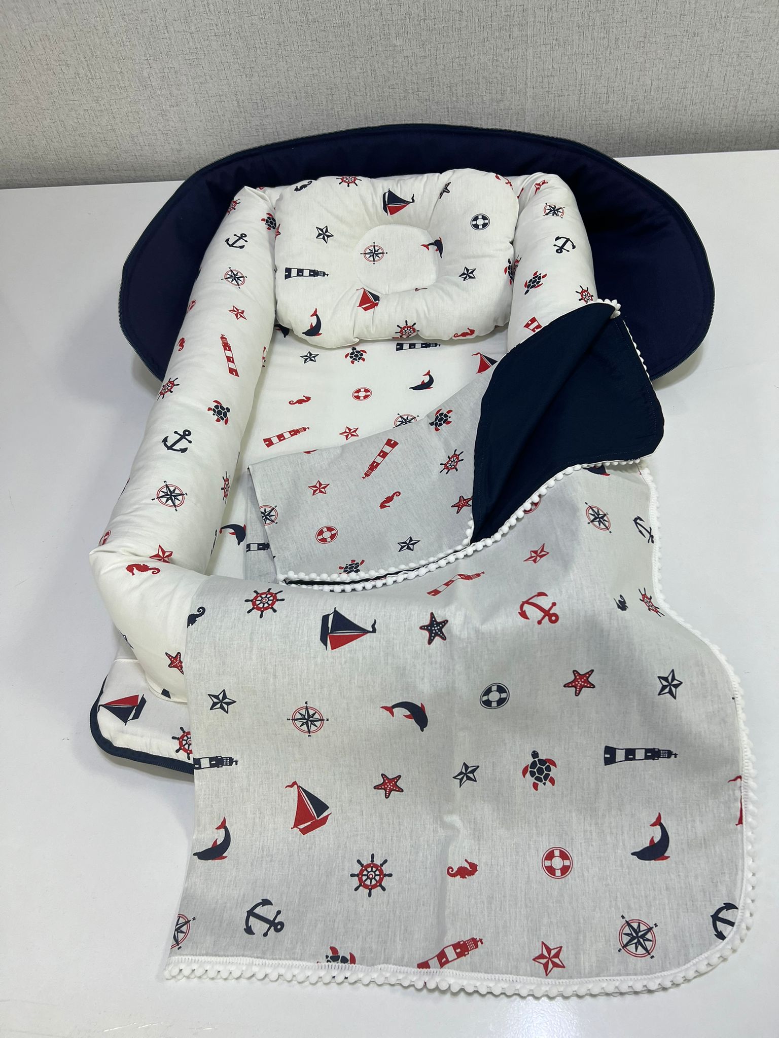 Denizci Model Çantalı Babynest ve Pike lacivert