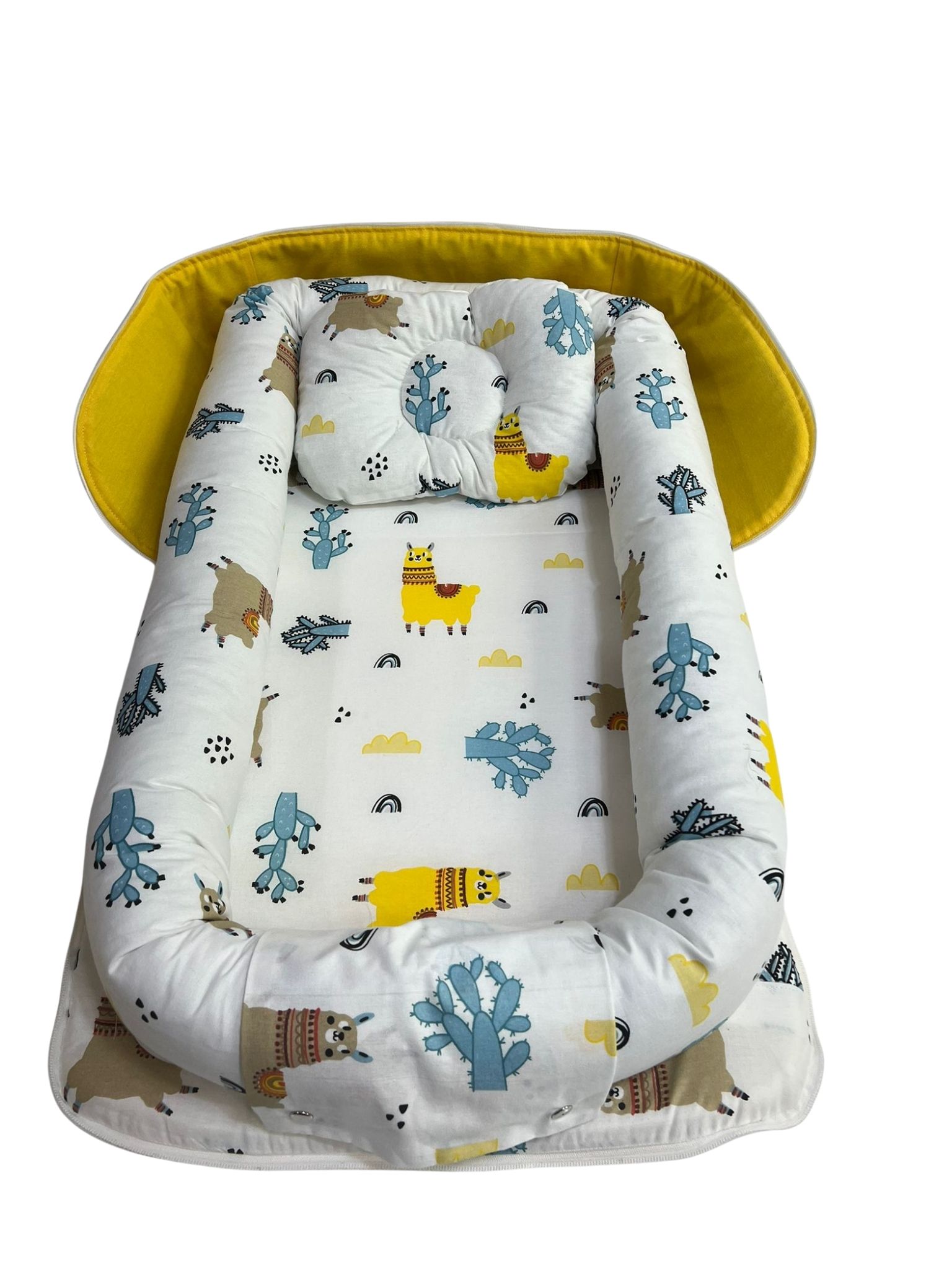 Sevimli develer çantalı babynest ve kafa yastık