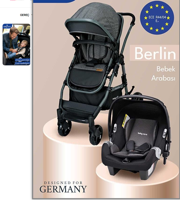 Baby Care Bc-360+2 Berlin Travel Sistem Bebek Arabası Gri 